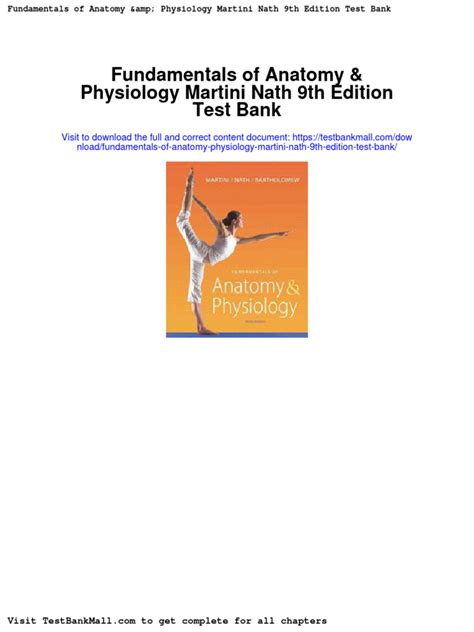 Read Fundamentals Of Anatomy Amp Physiology Martini Nath 9Th Edition Test Bank 