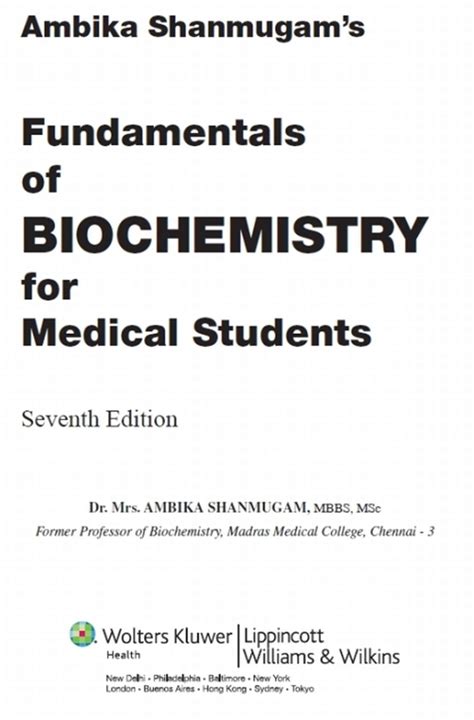 Download Fundamentals Of Biochemistry For Medical Students By Ambika Shanmugam 