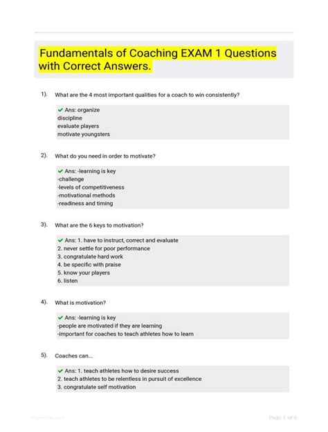 Full Download Fundamentals Of Coaching Test Answers 