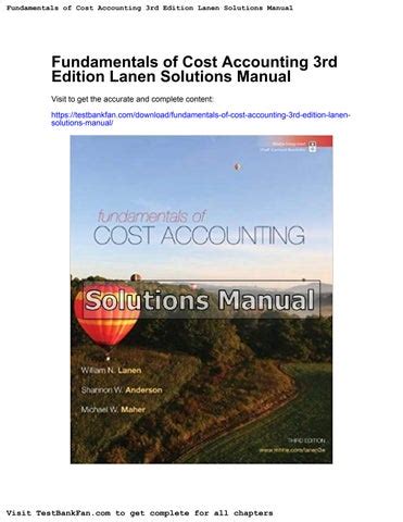 Read Online Fundamentals Of Cost Accounting 3Rd Edition Solutions Manual Free 