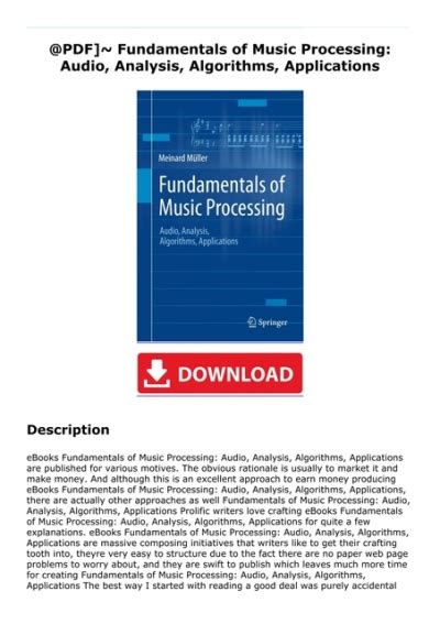 Full Download Fundamentals Of Music Processing Audio Analysis Algorithms Applications 