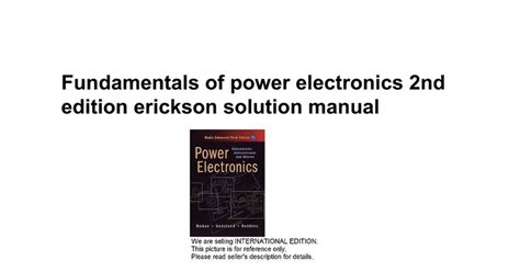 Read Online Fundamentals Of Power Electronics Erickson Solution Manual 