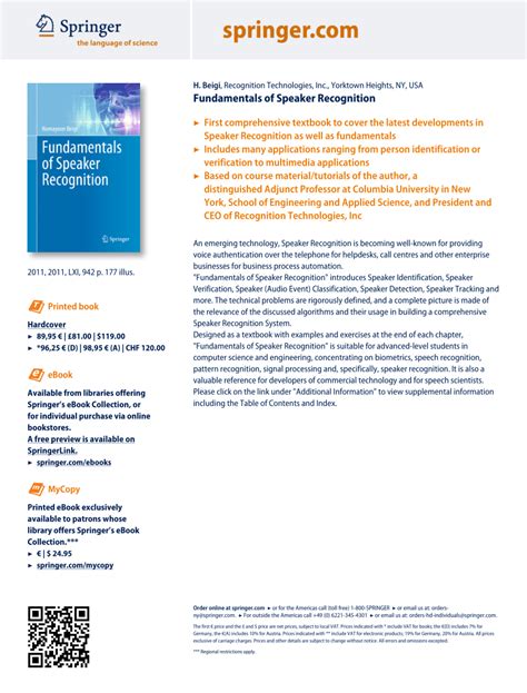 Fundamentals of Speaker Recognition
