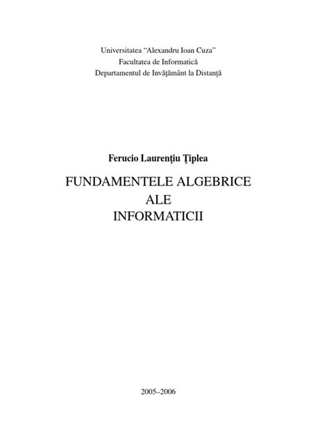 fundamentele algebrice ale informaticii pdf