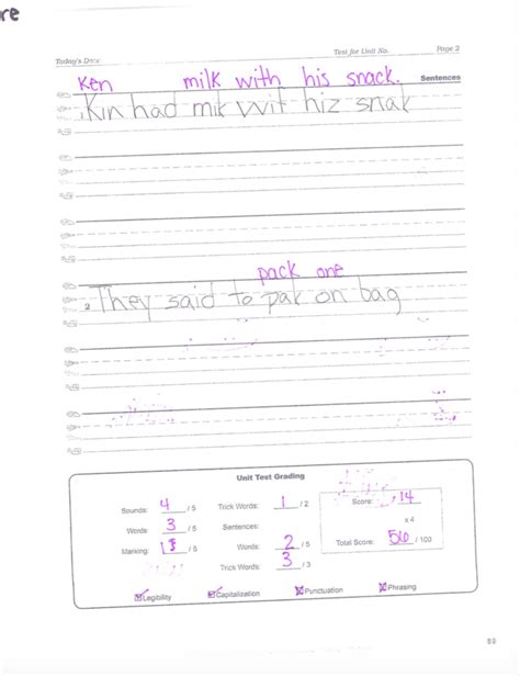 Fundations Unit Test Paper