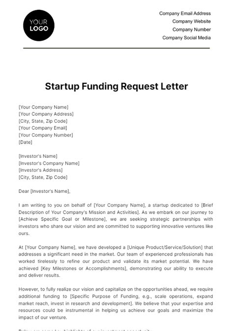 funding request template letter