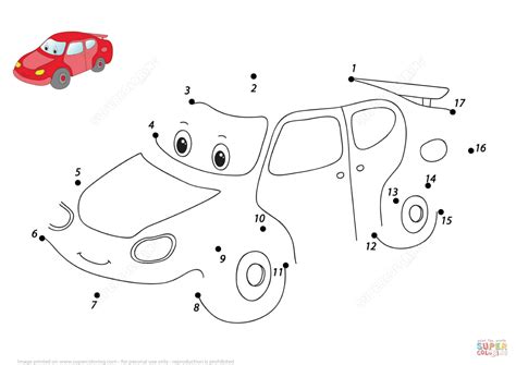 Funny Cartoon Car Dot To Dot Free Printable Car Dot To Dots - Car Dot To Dots