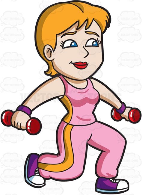 Funny Cartoon Woman Exercising