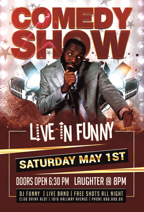 funny comedy show flyer psd template free download Afiches