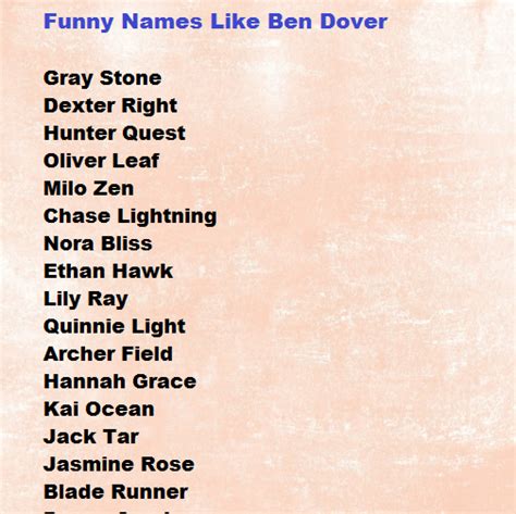 Funny Names Like Ben Dover