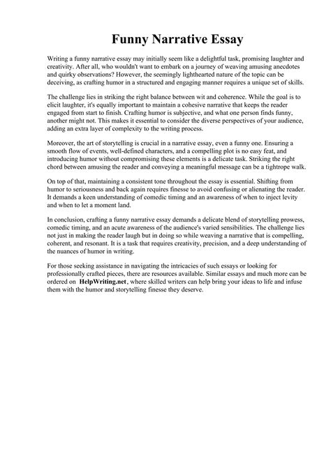 Funny Narrative Essays Examples