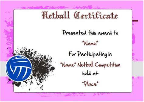 Funny Netball Certificates