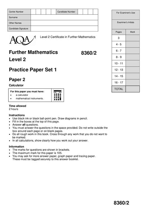 Read Further Mathematics Practice Paper 