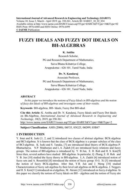 Fuzzy Dot Ideals And Fuzzy Dot H Ideals Of Bch Algebras