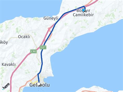 göksu sitesi ve Gelibolu Bolayır arası yol haritası. 