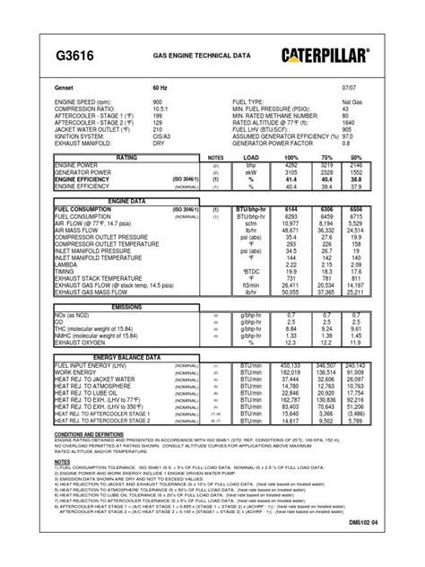 G3616 Gas Engine Technical Data Foley Inc