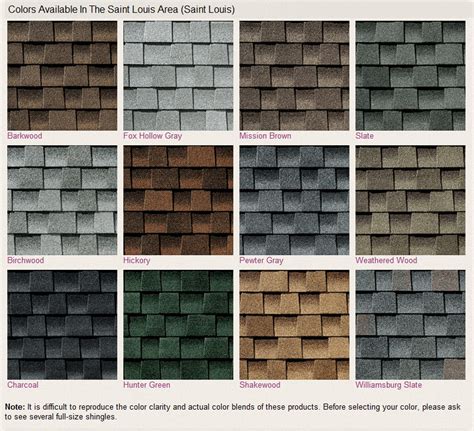 gaf shingle colors