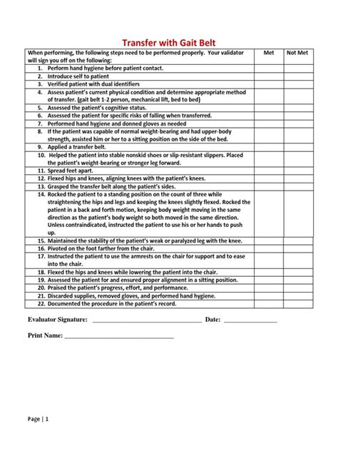 Gait Training Competency Checklist