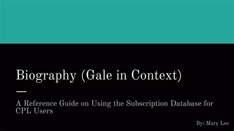 gale biography in context search in oracle