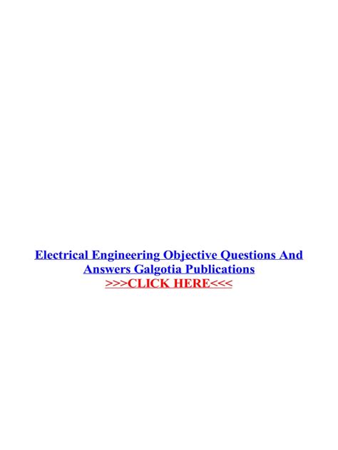 Read Online Galgotia Publication Electrical Engineering Objective 