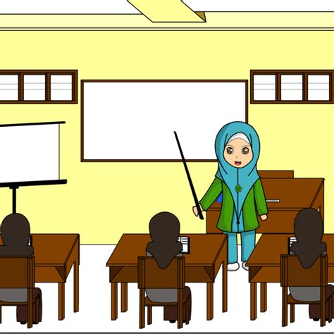 gambar ibu guru sedang mengajar di kelas
