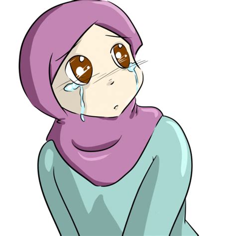 gambar kartun muslimah sedih dan menangis