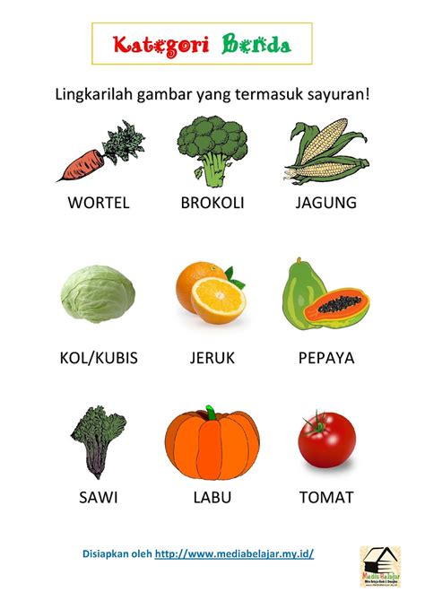 gambar sayuran untuk anak tk