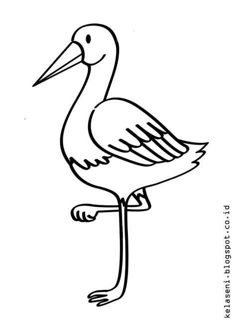 gambar sketsa burung bangau