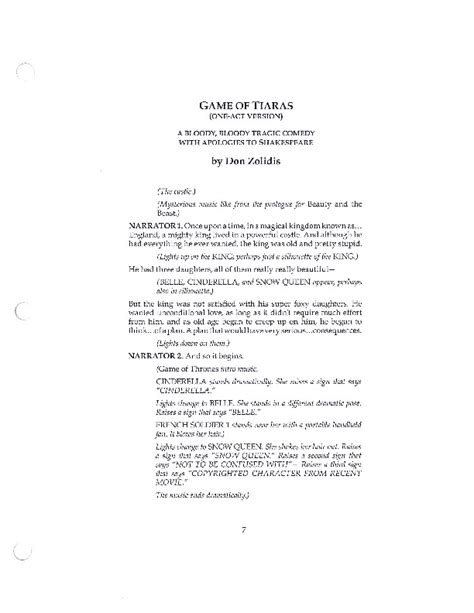 Game Of Tiaras Script