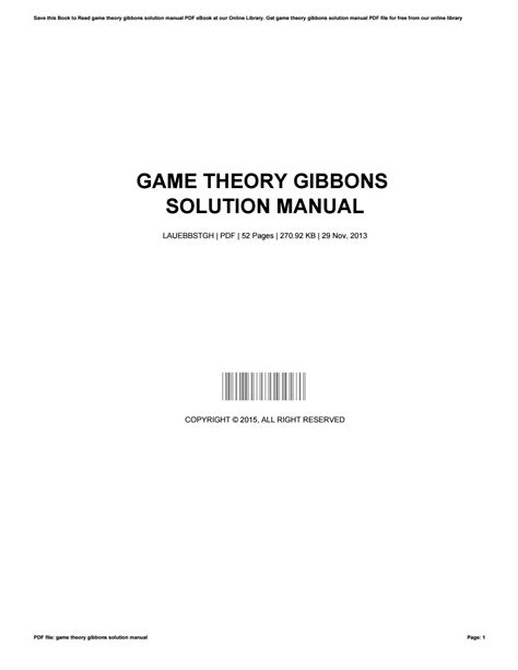 Read Online Game Theory Gibbons Solution Manual 