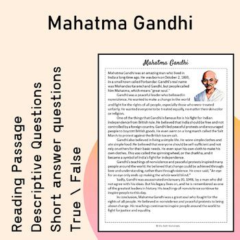 gandhi biography reading and questions