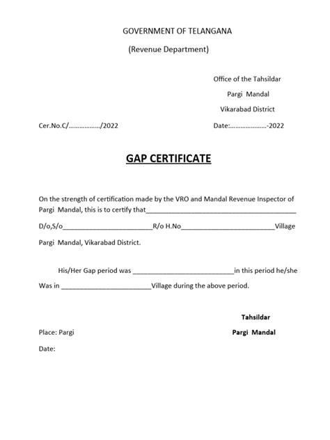 Gap Certificate Pdf