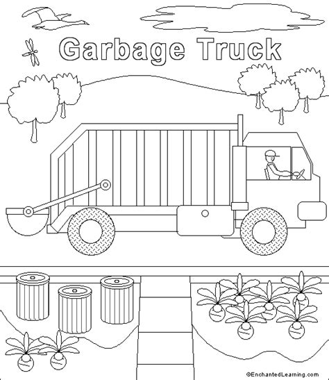 Garbage Truck Coloring Page Enchanted Learning Garbage Truck Coloring Page - Garbage Truck Coloring Page