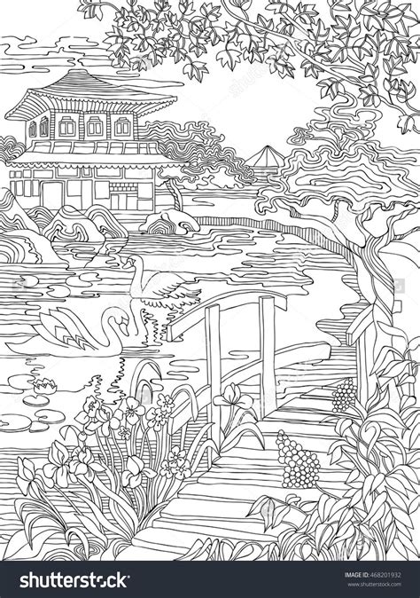Garden Coloring Pages For Adults   Japanese Garden 06 Series Coloring Pages For Adults - Garden Coloring Pages For Adults