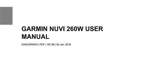 Read Garmin Nuvi 260W User Guide 