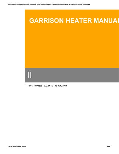 Read Garrison Heater Manual 