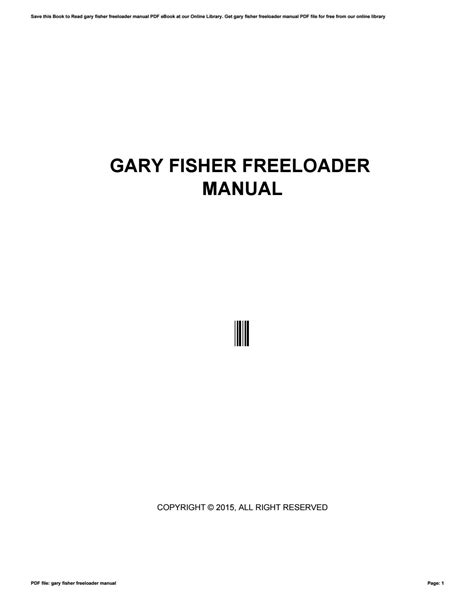 Full Download Gary Fisher Freeloader Manual Pdf 