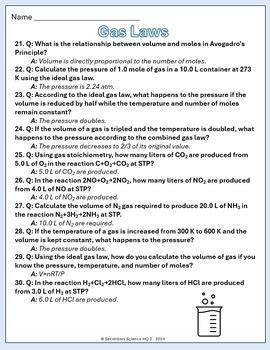 gas laws chemistry study guide answers