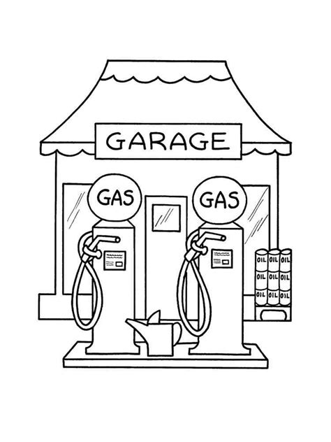Gas Station Coloring Page   Gas Station Image Coloring Picture For Free - Gas Station Coloring Page
