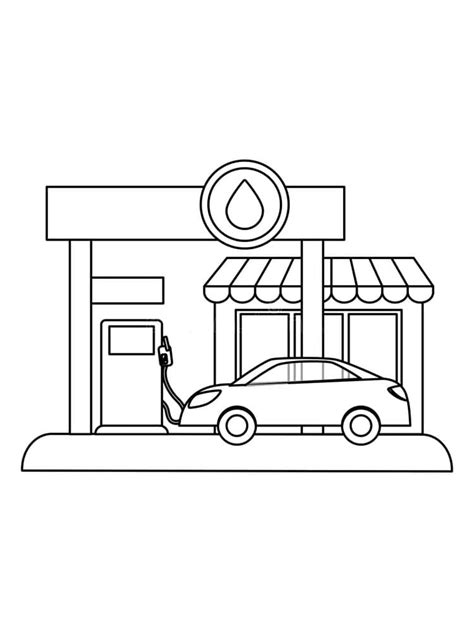 Gas Station Image Coloring Picture For Free Gas Station Coloring Page - Gas Station Coloring Page