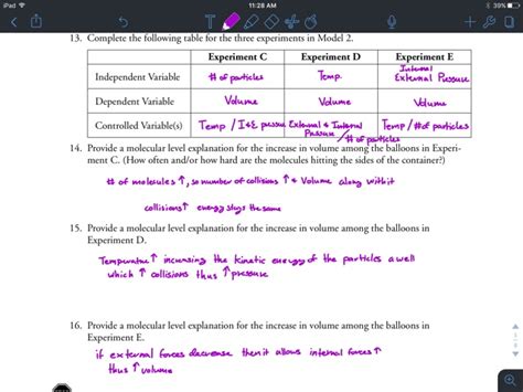 Gas Variables Packet Pogil Answer Key