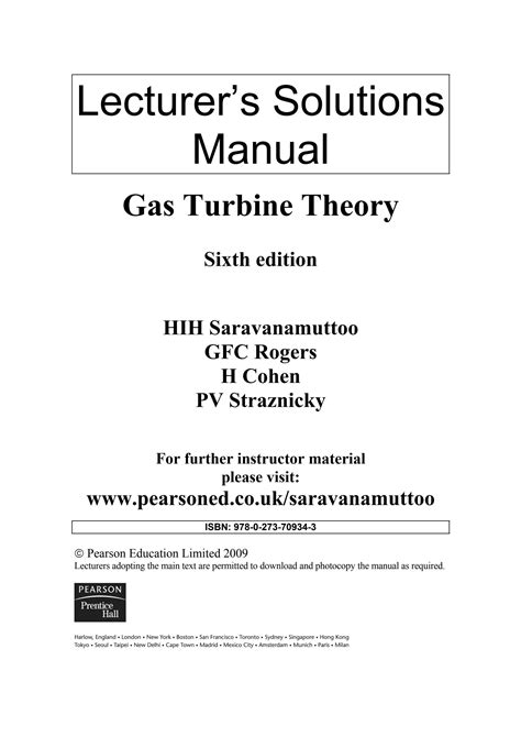 Read Online Gas Turbine Theory Solution Manual 