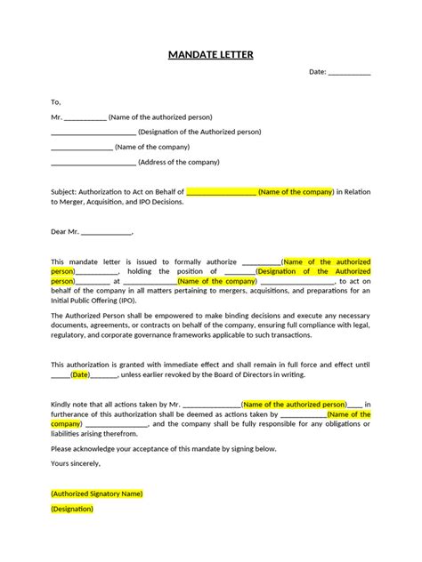 gasoline mandate letter sample