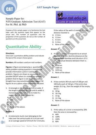 Read Gat Test Paper 2011 