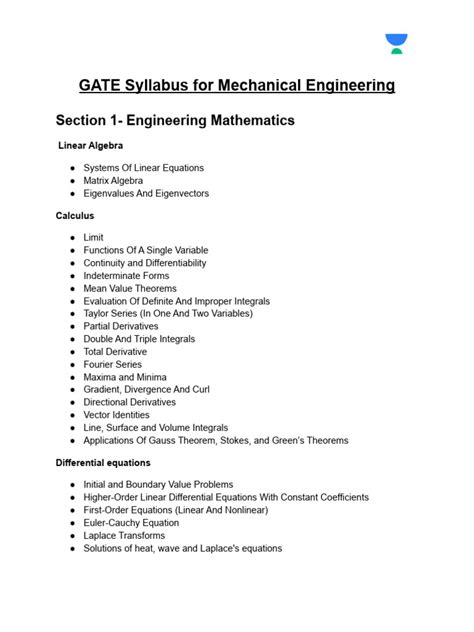 Gate Mechanical Syllabus