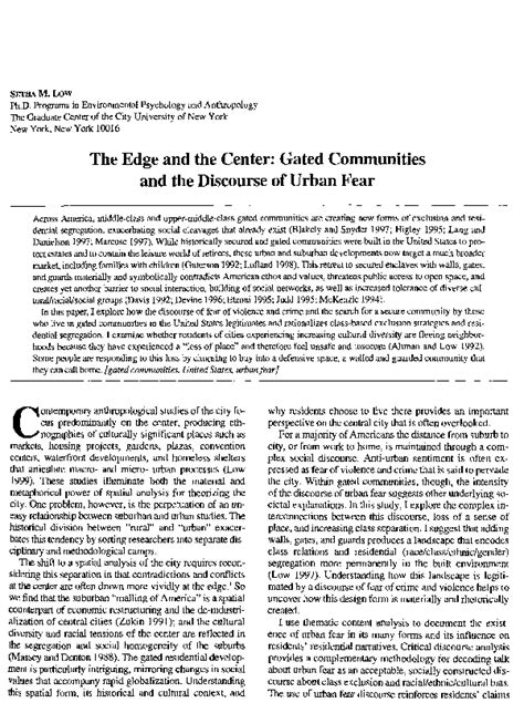 Read Gated Communities And The Discourse Of Urban Fear Center 