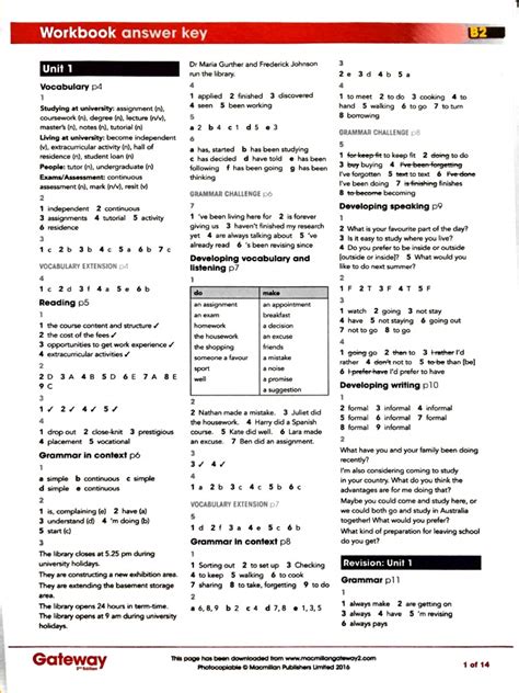 Gateway B2 Workbook Answer Key Gateway Online
