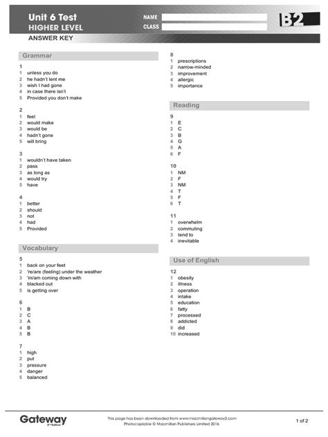 Gateway Test Unit 6 B2