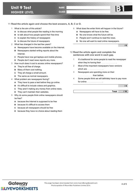 Read Gateway B1 Unit 9 Test Answers 