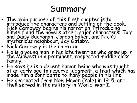 Gatsby Chapter 1 Summary